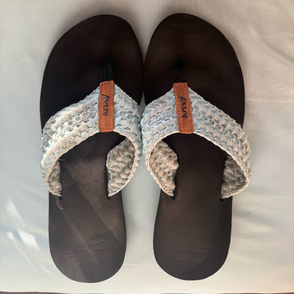 Reef teal blue flip flops size 9